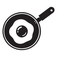 Silhouette Illustration of a Fried Egg in a Frying Pan vector
