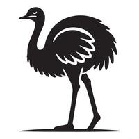 Silhouette Illustration of a Rhea Bird Standing Tall vector