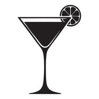 Martini Cocktail Silhouette with Lemon Twist vector
