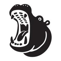 Hippopotamus Silhouette with Open Mouth vector