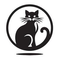 black silhouette of a cat, featuring a stylized, ornate design. vector
