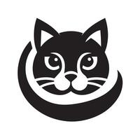 Elegant Black Cat Silhouette in a Circular Design vector