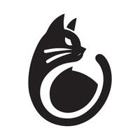 A stylized black cat sits, radiating a mystical, playful mood. vector