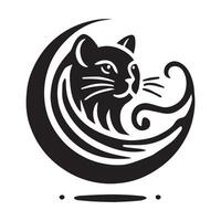 Black Cat Silhouette in a Circular Design vector