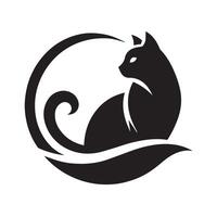 A stylized, black silhouette of a seated cat against a white background. vector