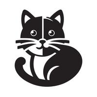A stylized, profile view of a black cat's head and part of its body, within a circular design. vector