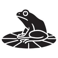 Silhouette Illustration of a Frog Resting on a Lily Pad vector