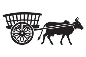 Ox-Cart Silhouette Illustration Design vector