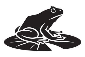 Silhouette Illustration of a Frog on a Lily Pad vector