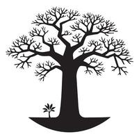 Baobab Tree and Sapling Silhouette Art vector