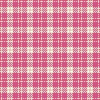 Color seamless texture background, stage check fabric plaid. Minimalist textile pattern tartan in pink and ivory colors. vector