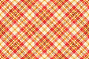 Platform textile check fabric, quilt background texture. Grungy tartan seamless pattern plaid in papaya whip and orange colors. vector