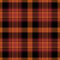 Decorate pattern plaid, 1970s seamless background fabric. Multicolor textile tartan texture check in red and orange colors. vector