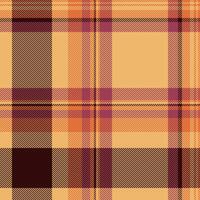 Length pattern fabric , expensive texture tartan plaid. Nostalgia seamless background check textile in orange and dark colors. vector