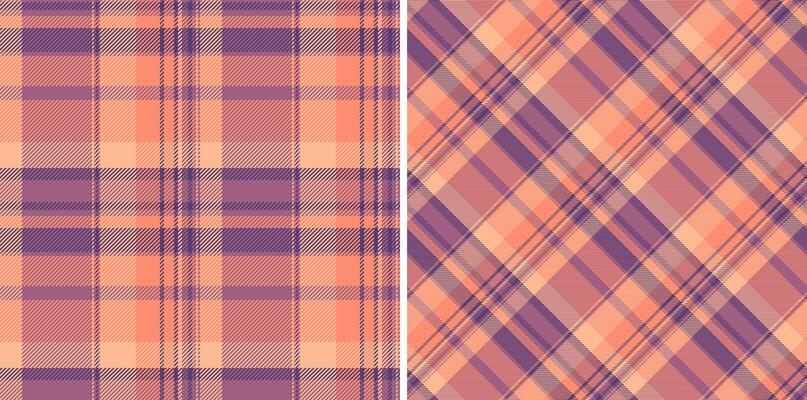 Seamless background tartan of pattern texture with a fabric plaid textile check. Set in sunset colors for scrapbook ideas and creative projects.