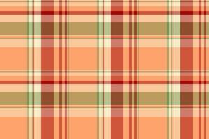 Close-up textile check tartan, mexican pattern fabric seamless. Equal plaid texture background in orange and red colors. vector