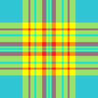 Vibrant plaid pattern in yellow, orange, green, and turquoise. Ideal for textile design, website backgrounds, or fashion-related projects. vector
