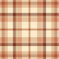 Installing plaid texture fabric, primary pattern seamless background. Fold textile check tartan in orange and blanched almond colors. vector