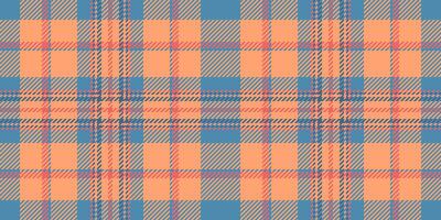 Vibrant pastel plaid pattern in peach and blue hues. Perfect for textile design, website backgrounds, or seasonal marketing materials. Seamless repeat texture offers versatile applications. vector