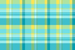 Top tartan texture , tidy fabric background pattern. Design seamless plaid check textile in cyan and yellow colors. vector