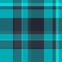 Occupation fabric check, december seamless pattern texture. Wallpaper tartan textile plaid background in dark and cyan colors. vector