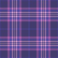 Rural check tartan , usa pattern textile texture. Performance seamless fabric background plaid in indigo and magenta colors. vector