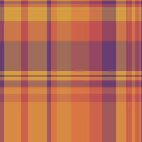 Tie texture textile seamless, realistic pattern plaid. Multi tartan fabric check background in orange and red colors. vector