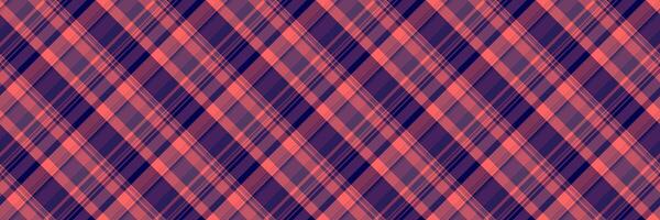 Display fabric background plaid, real texture pattern tartan. Illustration textile check seamless in red and pink colors. vector