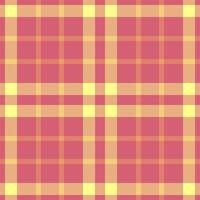 Vibrant pastel plaid pattern. Perfect for textile design, website backgrounds, or fashion projects. Seamless repeat texture in soft pink, peach, and yellow tones. vector