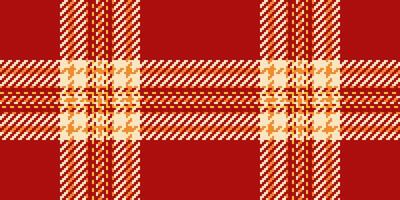 Close up seamless pattern, copy space texture background textile. Tee check plaid fabric tartan in red and bisque colors. vector