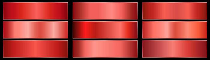 Collection of red gradients. red metal gradient. modern modifications of colors and tones. vector