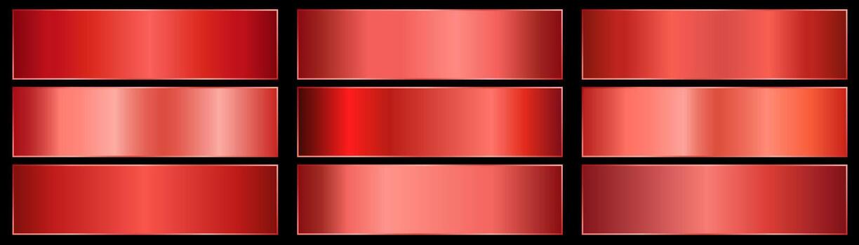 Collection of red gradients. red metal gradient. modern modifications of colors and tones. vector