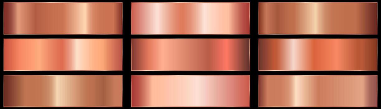 Bronze foil texture gradient templates set. gradient metallic bronze. vector