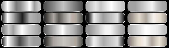 Collection of silver metallic backgrounds. Extended plates with silver chrome effect. vector