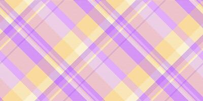Tracery fabric texture background, mid textile pattern check. Micro seamless tartan plaid in purple and amber colors. vector