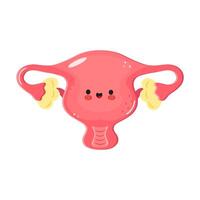 Cute smiling uterus illustration with cartoon style on white background vector