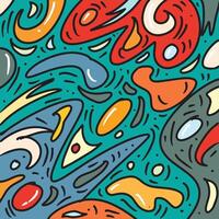 Colorful abstract hand drawn pattern waves background vector