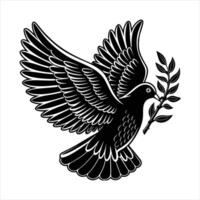 Dove Silhouette With Open Wing Image vector