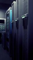 server room housing rows of functioning supercomputers video