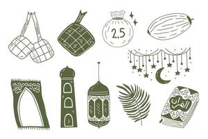 Cute Line Drawing Ramadan Element vector
