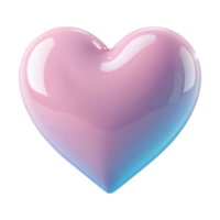 Dreamy Cartoon Heart with Pastel Gradient Background on Transparent Background png