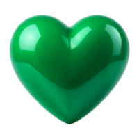 Glossy Green Heart on Transparent Background png