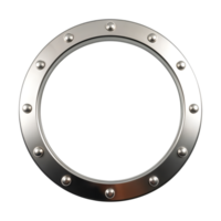 Classic Polished Metal Boat Porthole with Riveted Edges on Transparent Background png