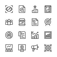 A set of icons that include a person with a magnifying glass vector