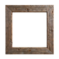 Rustic Wooden Frame with Weathered Texture on Transparent Background png