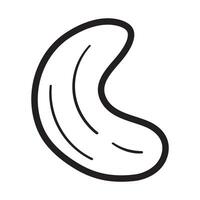 Cashew. Outline isolated icon. Illustration. hand drawn design on white background. vector