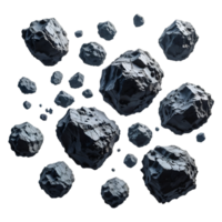 Floating Asteroids with Rugged Texture on Transparent Background png