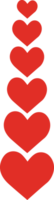 Stack of red hearts Valentine's Day design elements. Transparent background for romantic projects, cards, and invitations. png