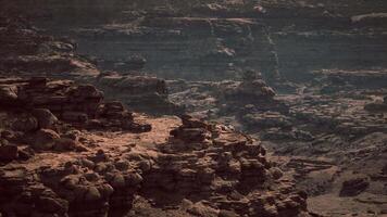Rugged cliffs and layers glow in the evening light video