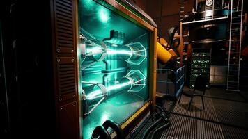 Exploring a futuristic laboratory with advanced energy technology and equipment video
